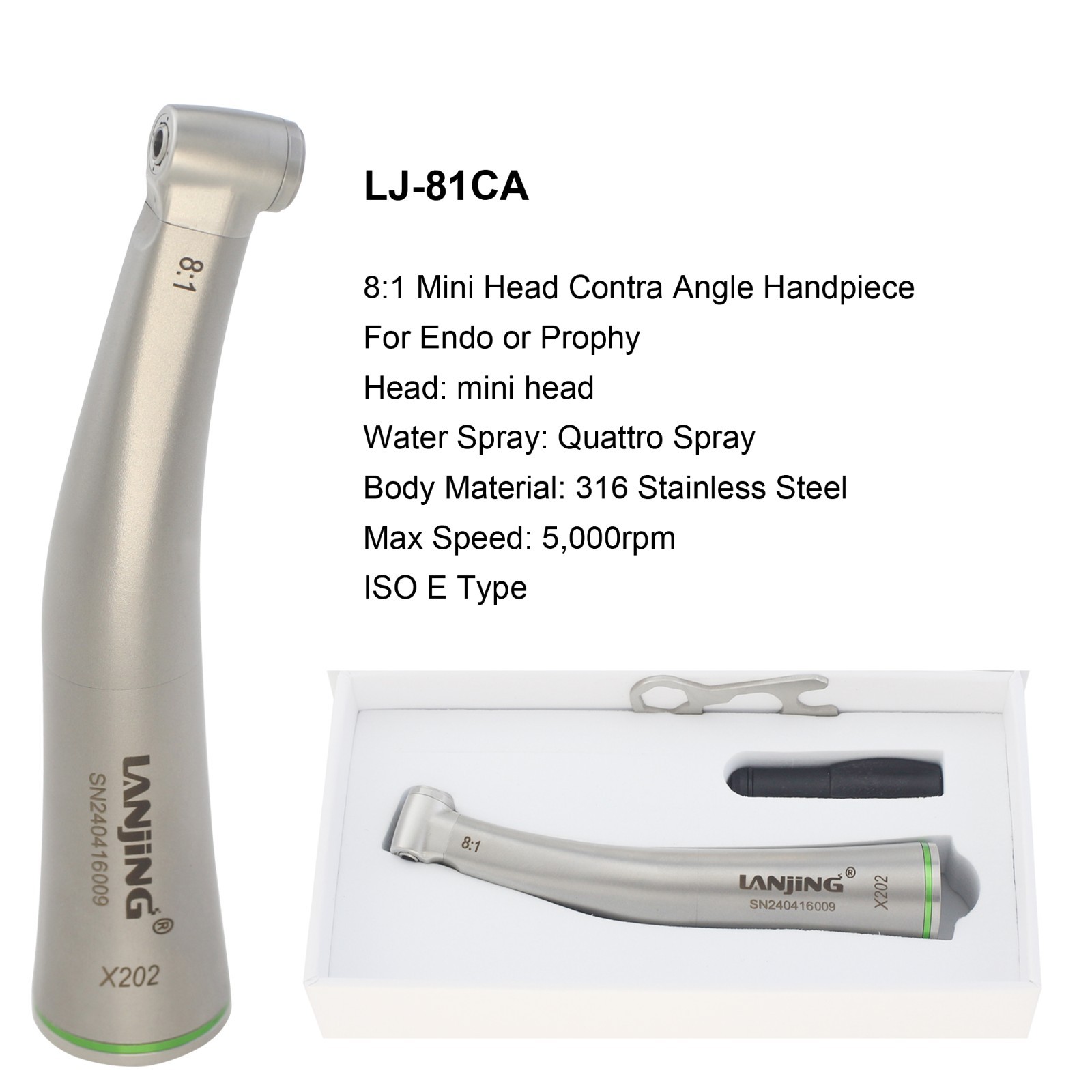 8:1 10:1 Endo Handpiece Endodontic Contra Angle TUL-8M LED Push Button Dentsply