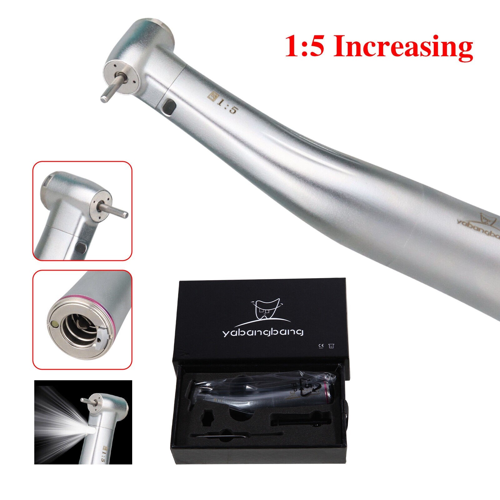 Dental 1:5 LED Light Fiber Optic Contra Angle mini head Handpiece fit KAVO NSK U