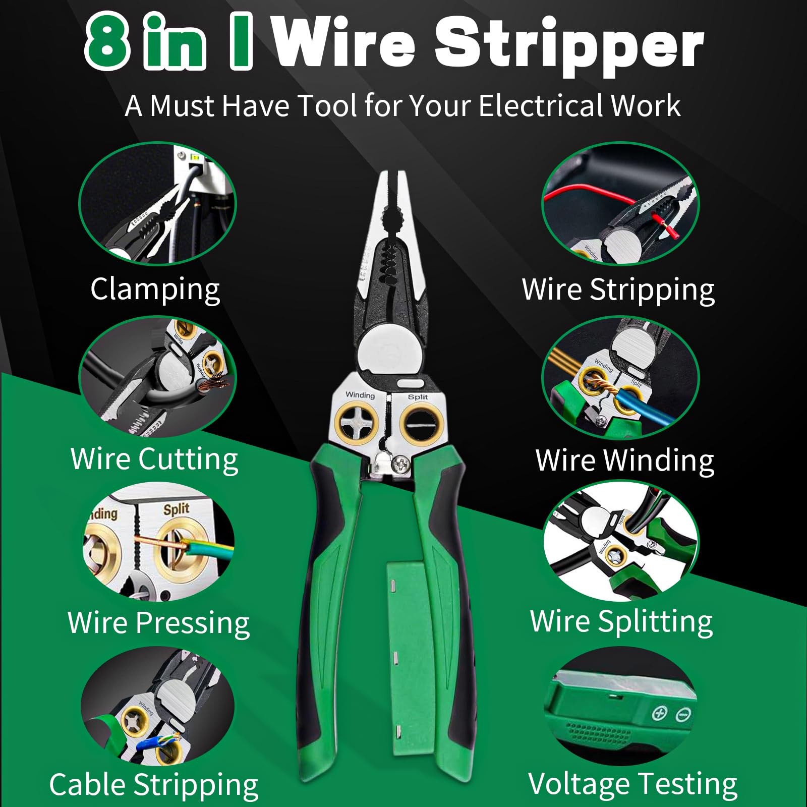 8 in 1 Wire Stripper with Voltage Tester, Wire Stripping Tool for Heavy Duty …