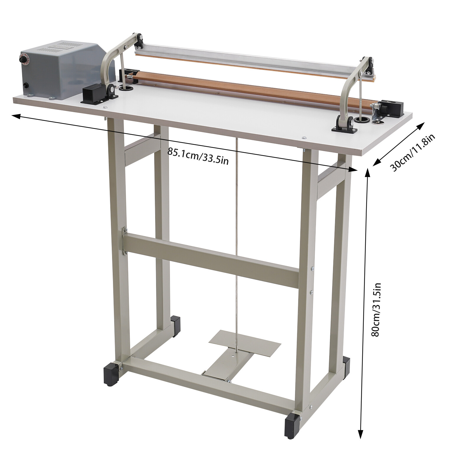 22.83″ Foot Pedal Impulse Sealer Heat Seal Plastic Bag Sealing Machine w/ Cutter