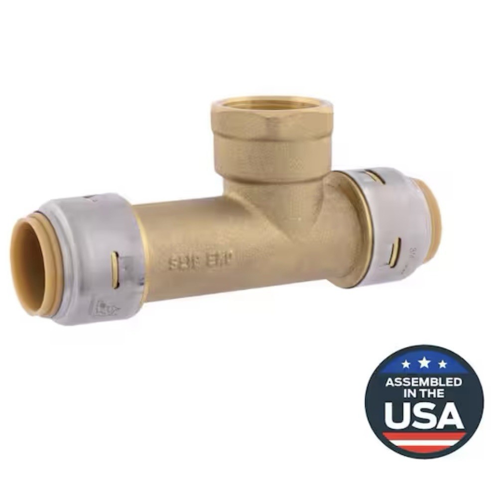 SharkBite Max 3/4 inch FNPT Slip Tee Adapter, Push To Connect Brass (UR3486A)
