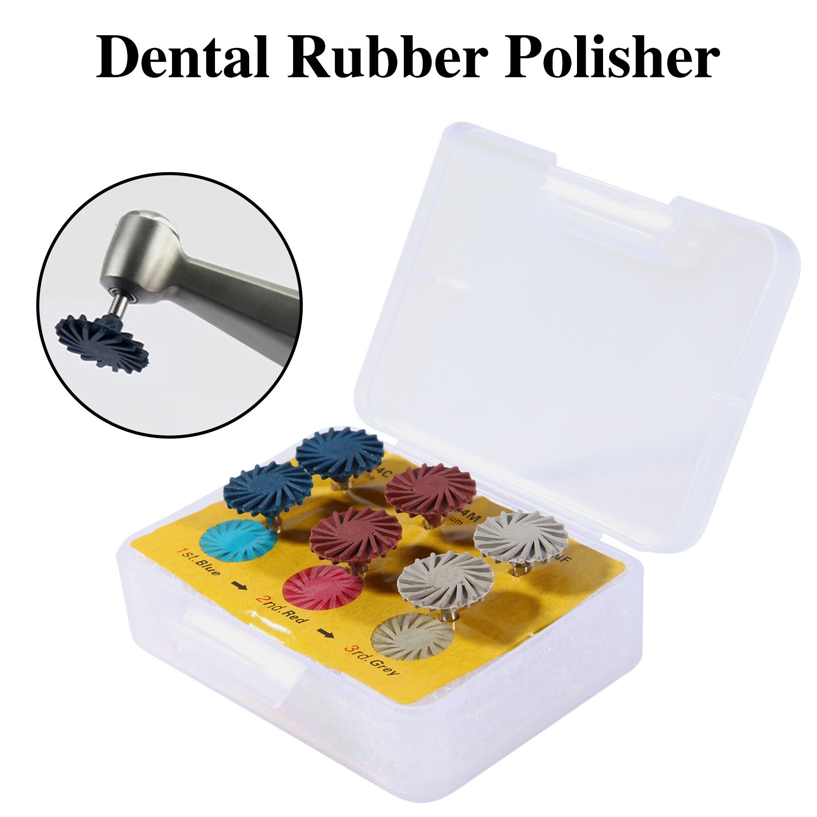 6pcs Dental Composite Polishing Diamond System RA Disc 14mm Wheel kit Rubber MD
