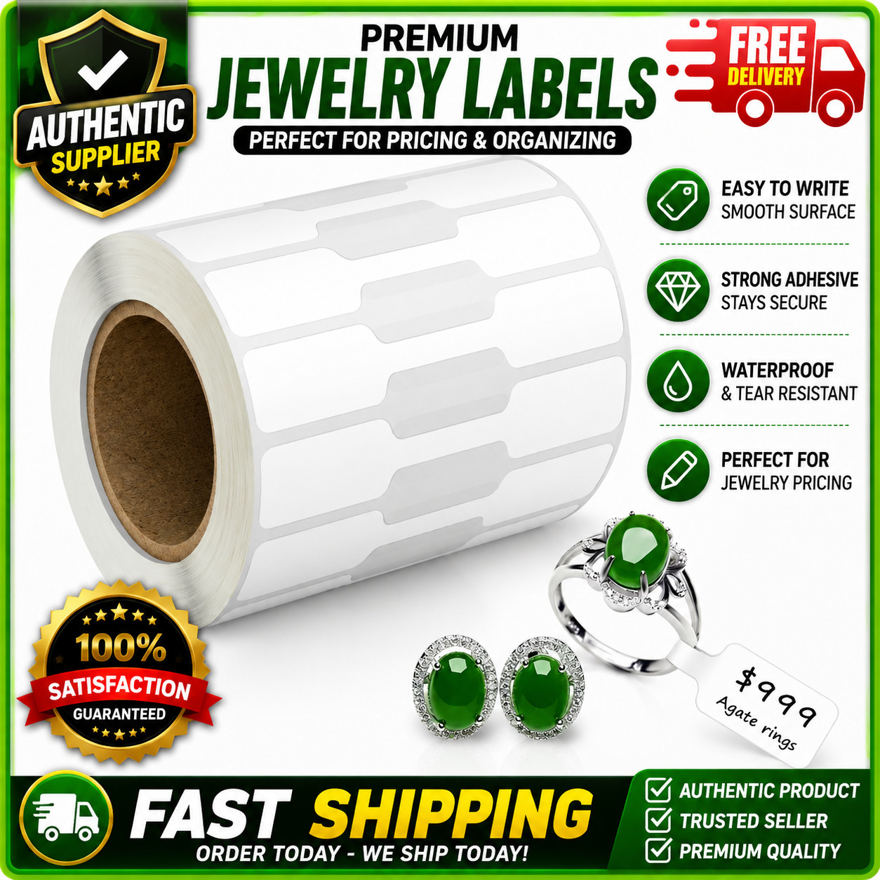 500Pcs Jewelry Tags Roll Price Identify Jewelry Price Tags Stickers Labels Ring