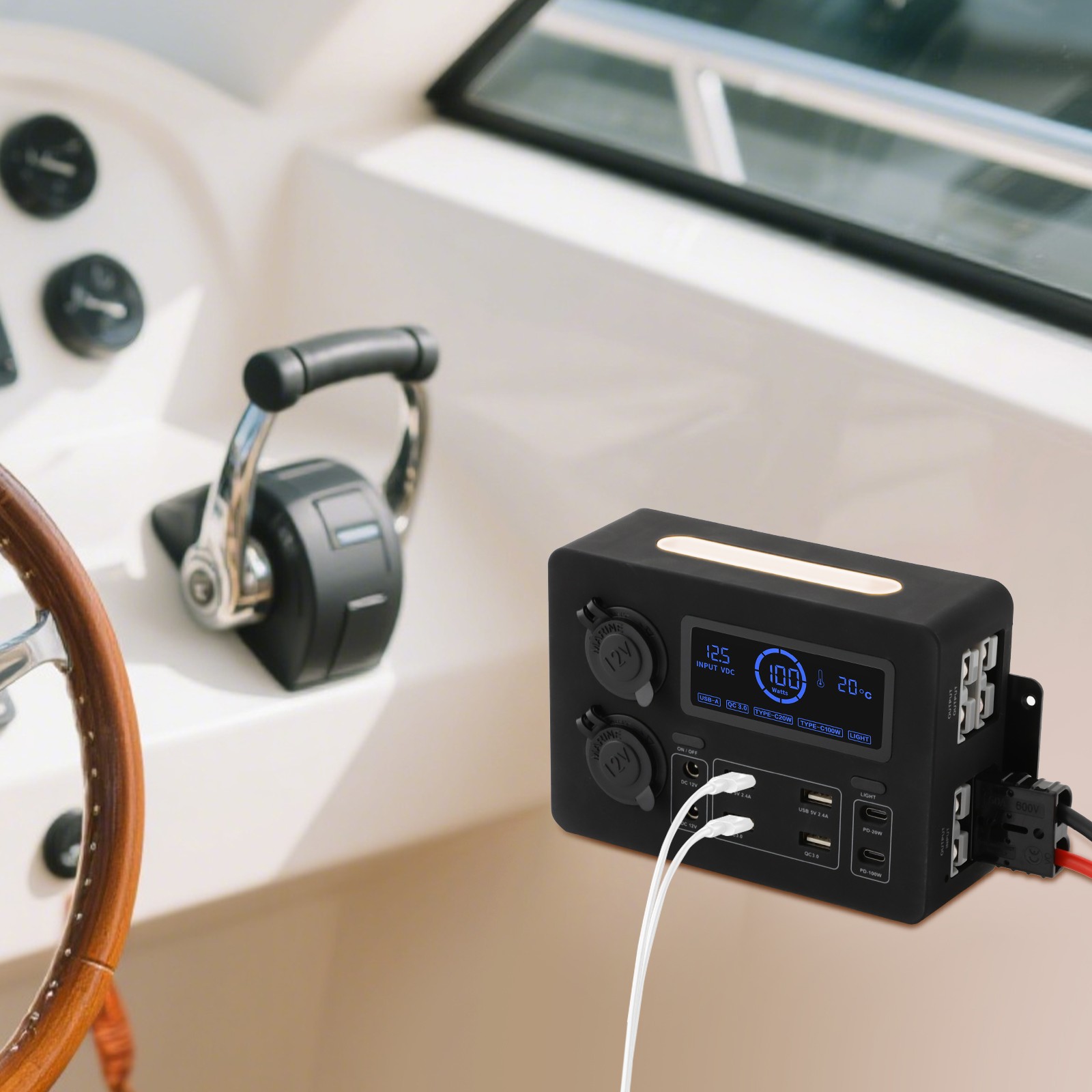 DC12V Multi-functional Power Box RV Mini Power Distribution Box Yachts Power Box