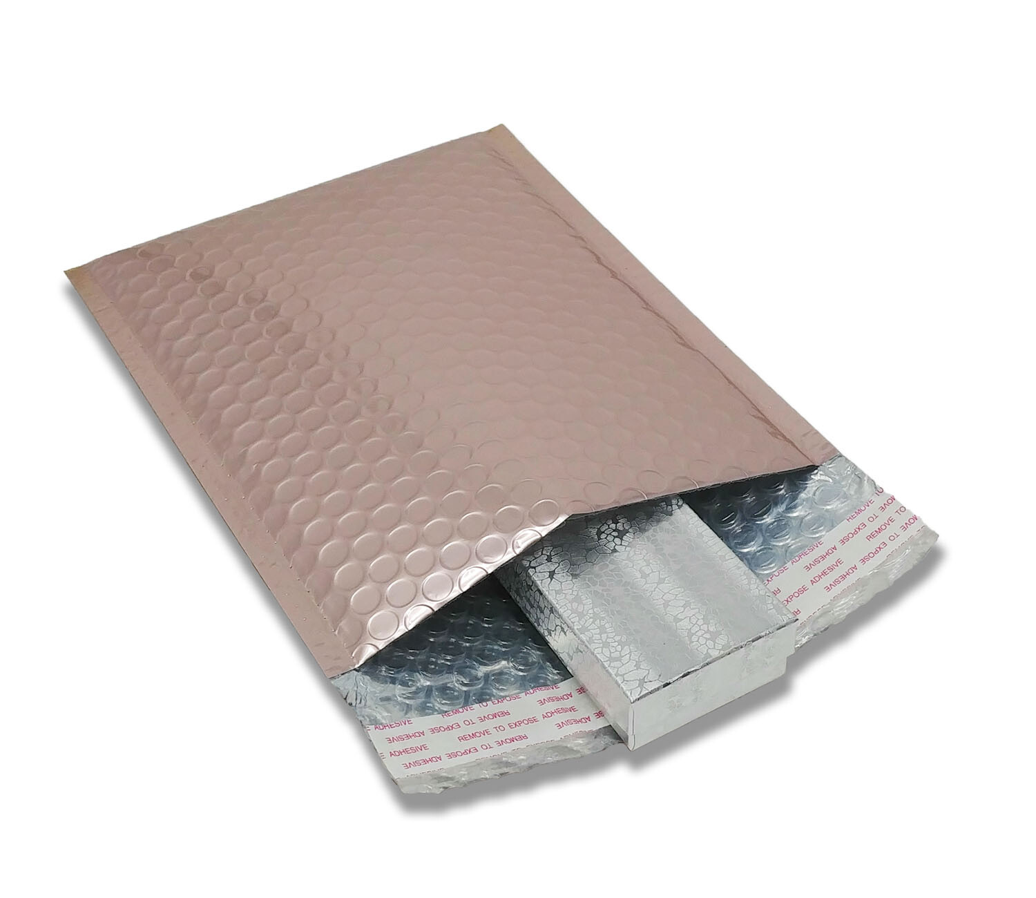 4×8, 5×9, 6×10, 8×12 Nude Pink Metallic Bubble Mailers, Light Rose Gold Envelope