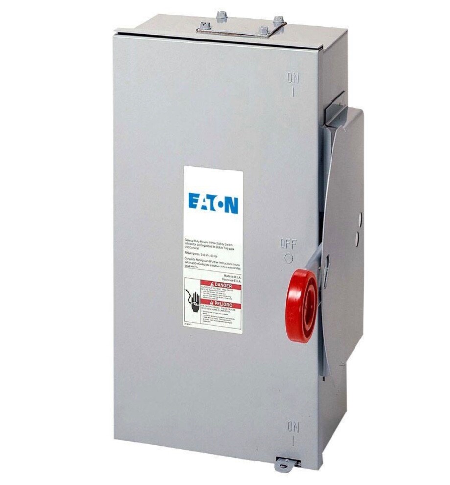 Eaton 100 Amp 24,000 Watt Outdoor Electrical Double Throw Safety Transfer Switch