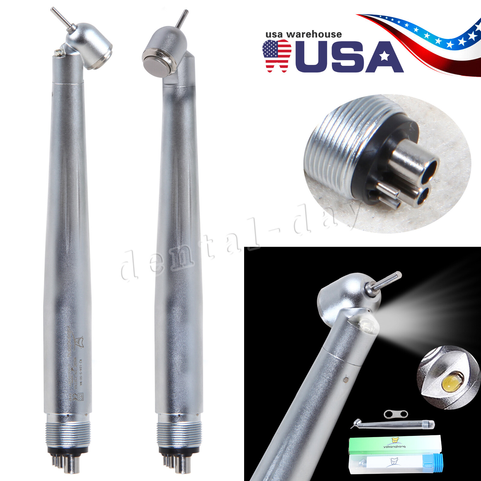 FDA Dental 45° Angle/Standard Head LED E-generator / Fiber Optic Handpiece 2Type