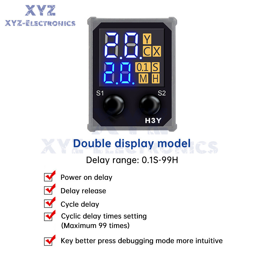 Adjustable Digital Time Relay Cycle Time Delay Relay with Base DC12V/24V AC220V