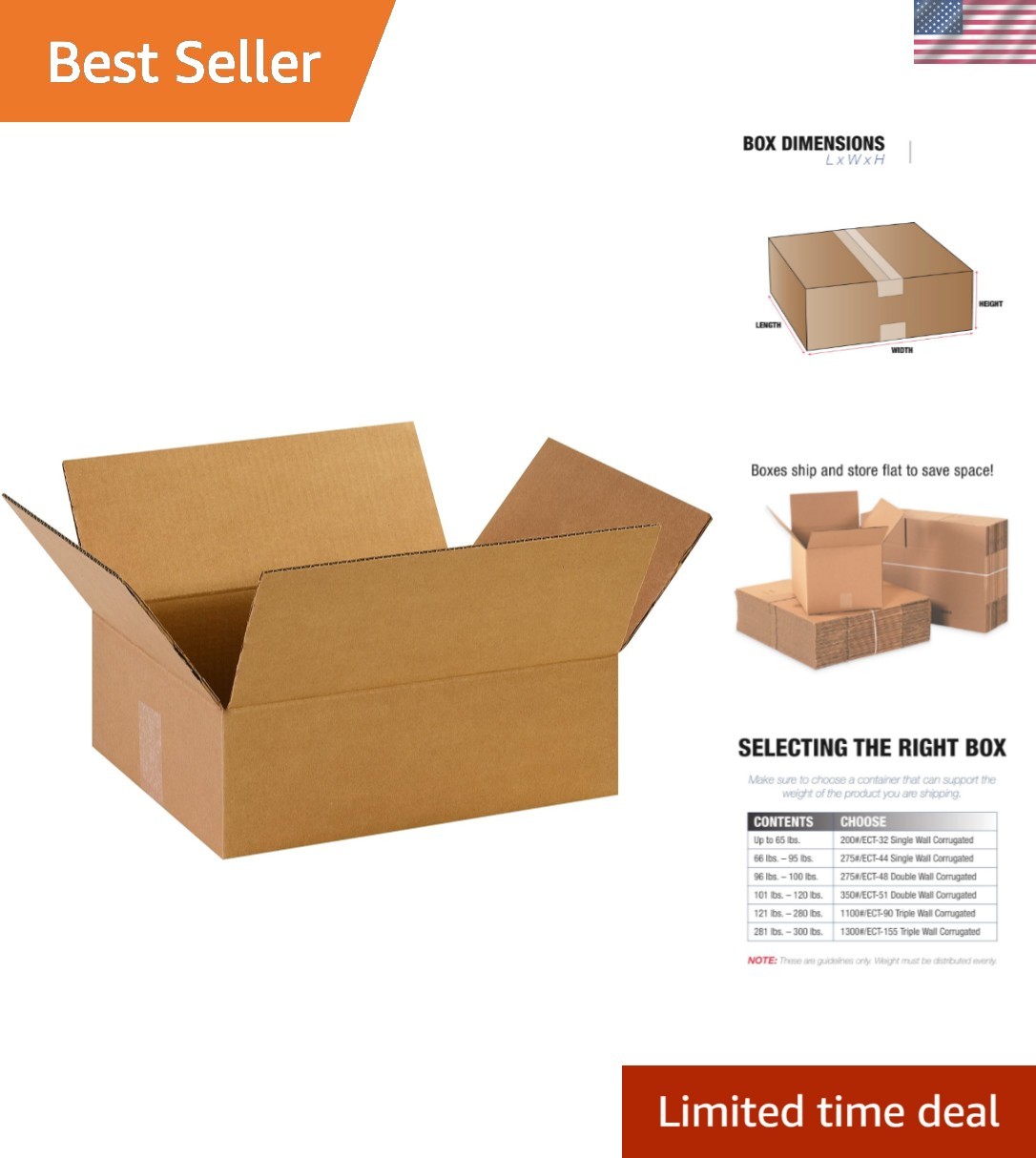 Flat Pack of 25 Corrugated Boxes 14”L x 11”W x 4.5”H – Eco-Friendly & Strong