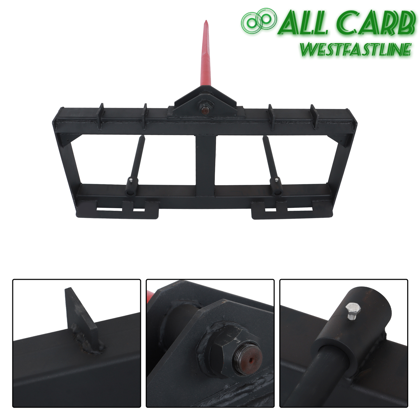 49″ Hay Bale Spear Skid Heavy Duty Attach Steer Tractor Loader Quick Tach 3000lb