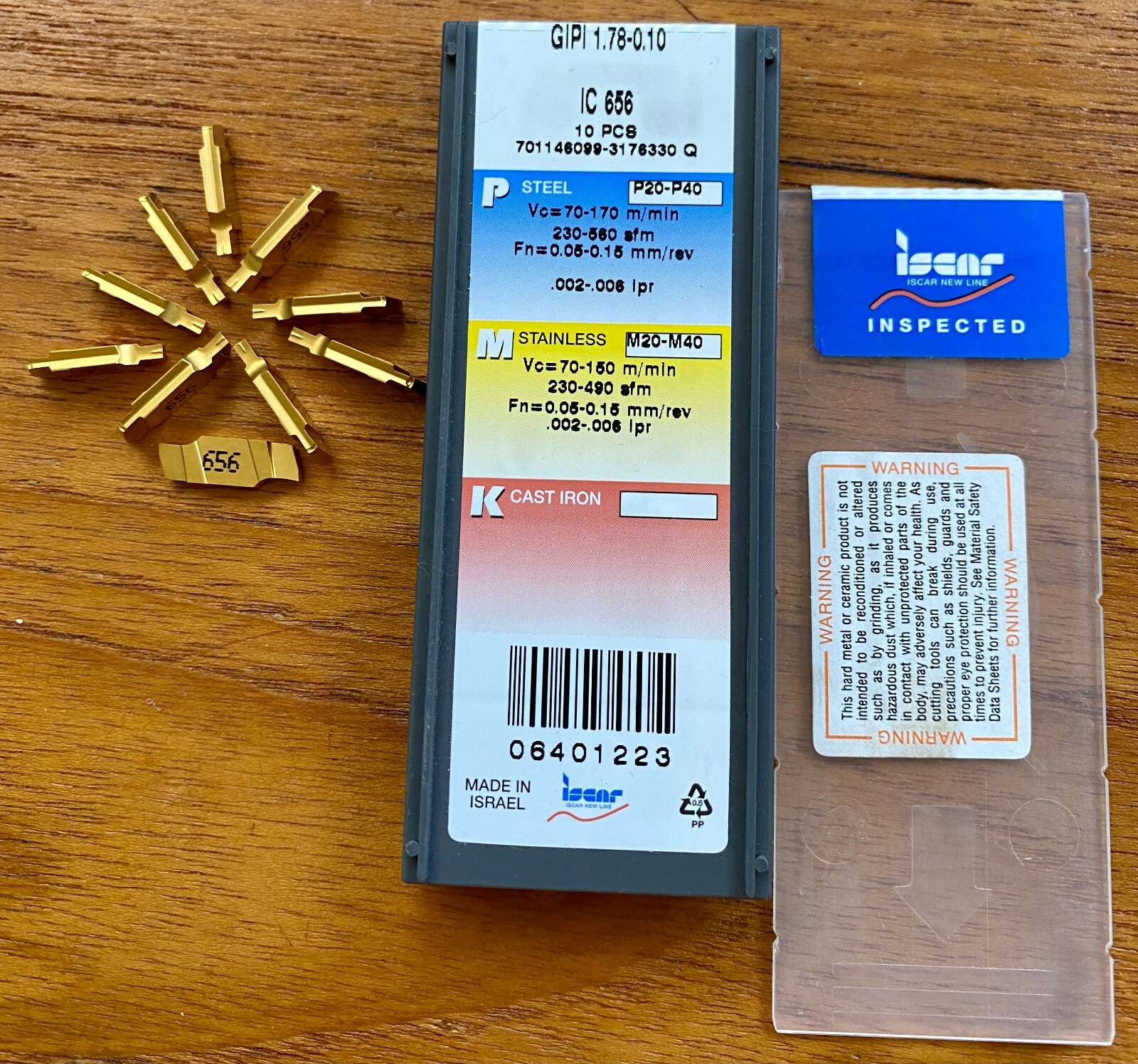 Iscar Carbide Inserts – GIPI 1.78-0.10 IC656 – Qty. 10 – New In Box!!