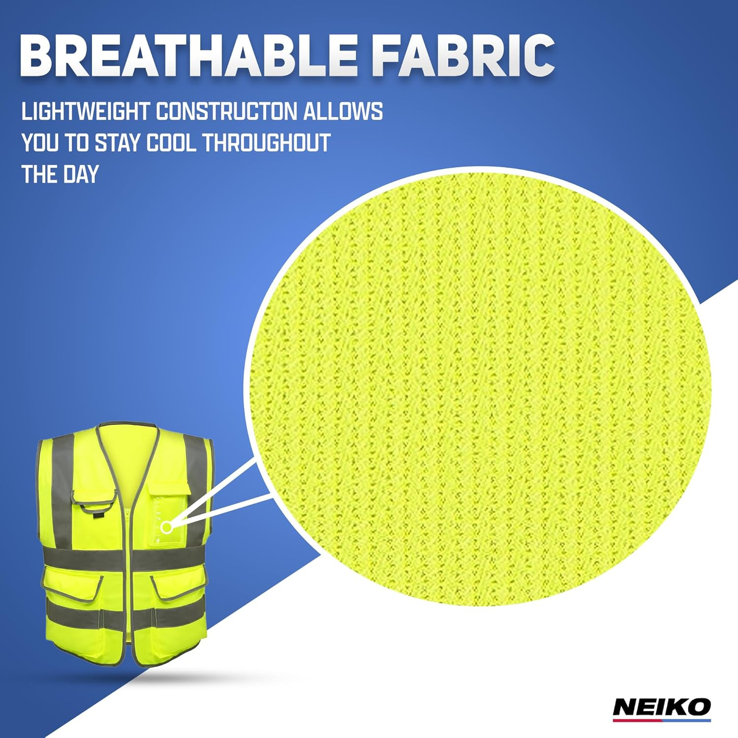 Fluorescent Yellow High Visibility Safety Vests Construction Crossing Guard Bike