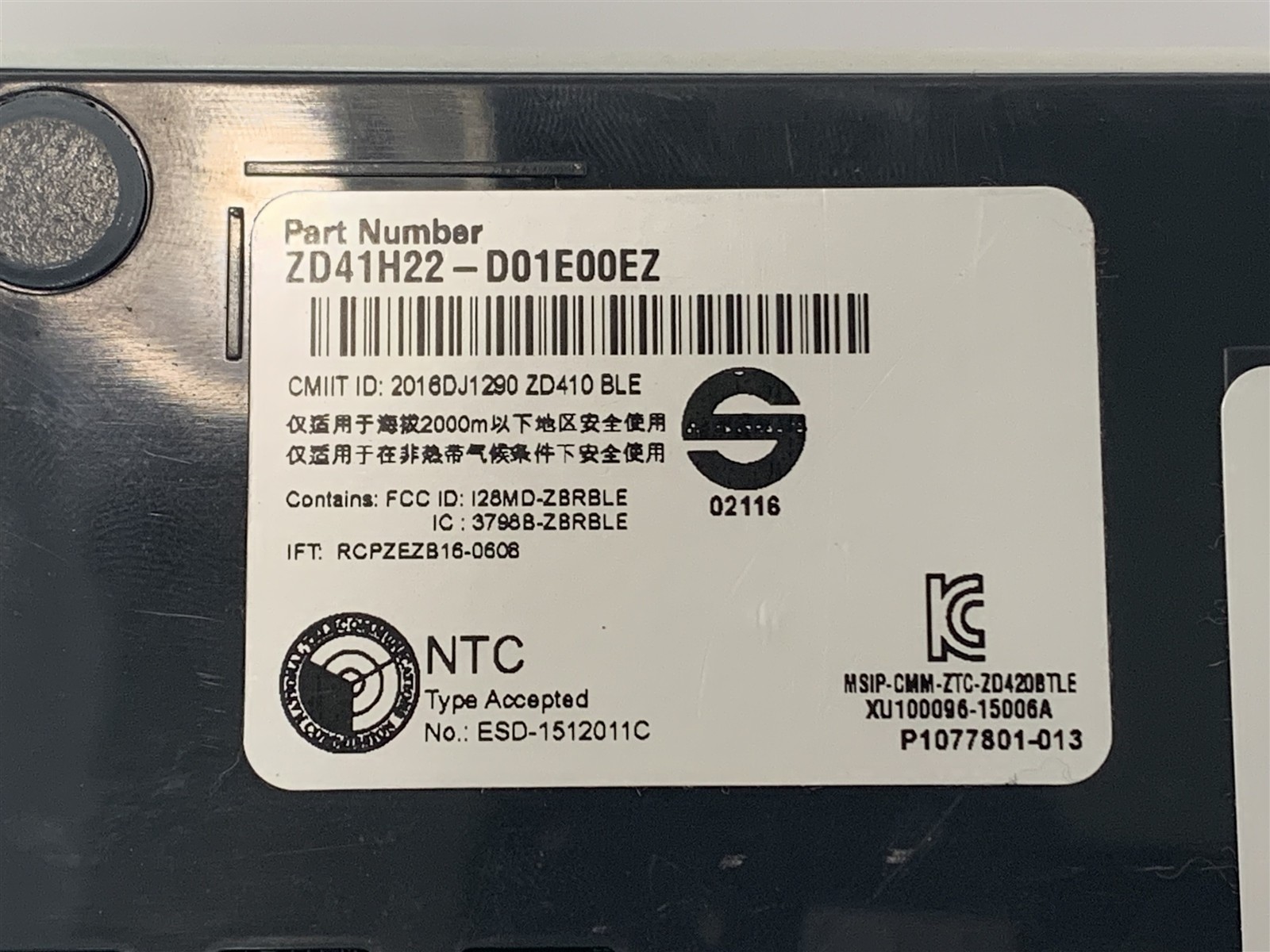 Zebra ZD410 Thermal Label Printer USB Ethernet Bluetooth ZD41H22-D01E00EZ & AC
