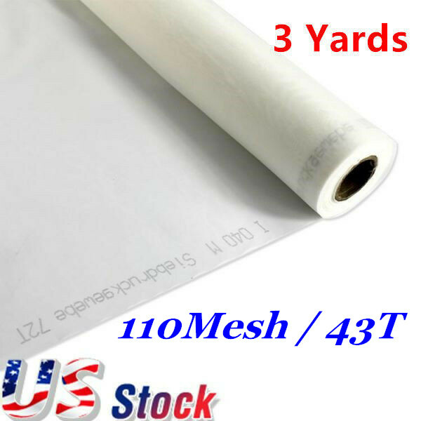 US Stock! 3 Yards Silk Screen Printing Mesh Fabric 110 43T / 110-108″ L