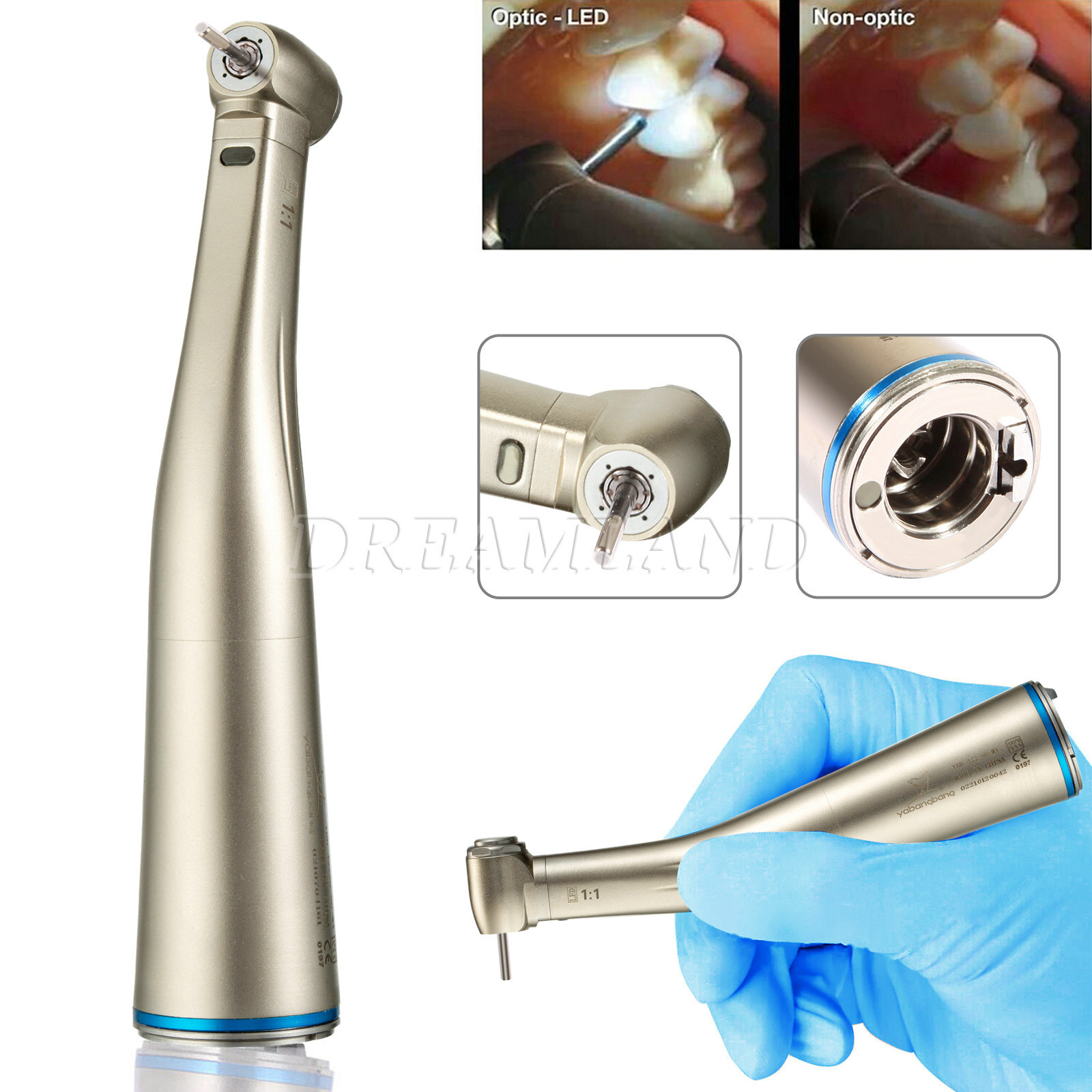 NSK Style Dent Fiber Optic Contra Angle Handpiece fit CA 2.35mm/FG1.60mm bw
