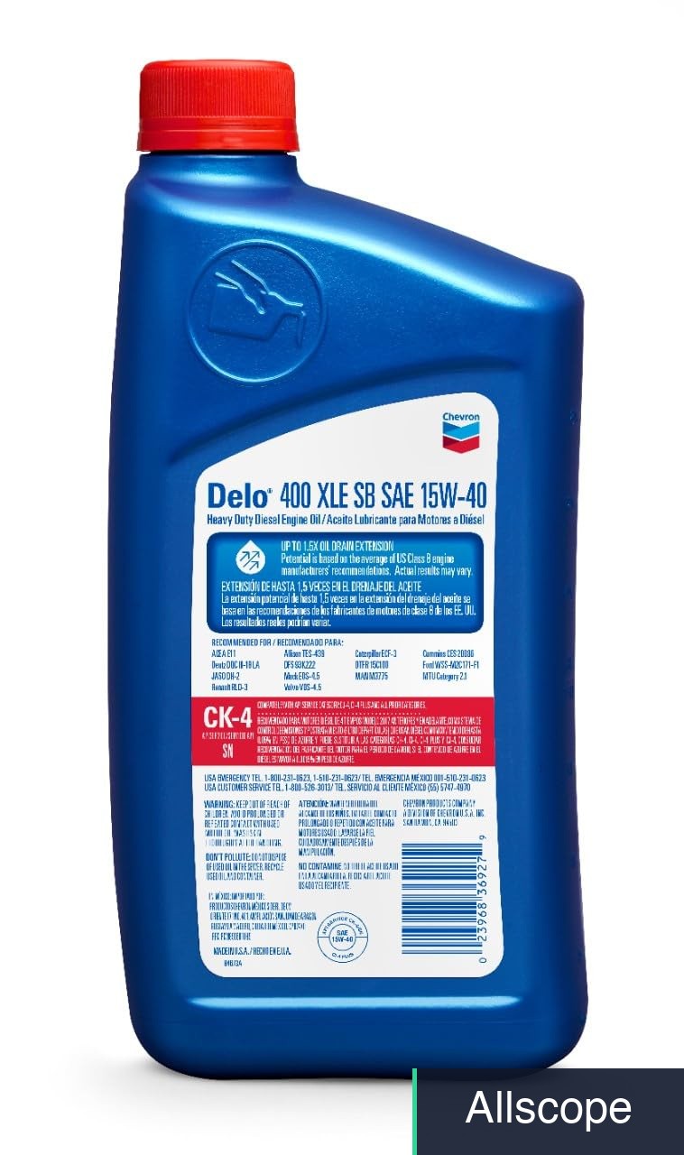 Diesel Engine Oil 15W-40 Synthetic Blend 1 Quart Single Bottle