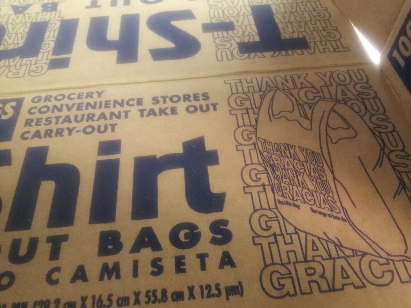 THANK YOU PLASTIC BAGS 11.5″ x 22″ W/ GRACIAS RECYCLED MATERIALS (400 PER BOX)