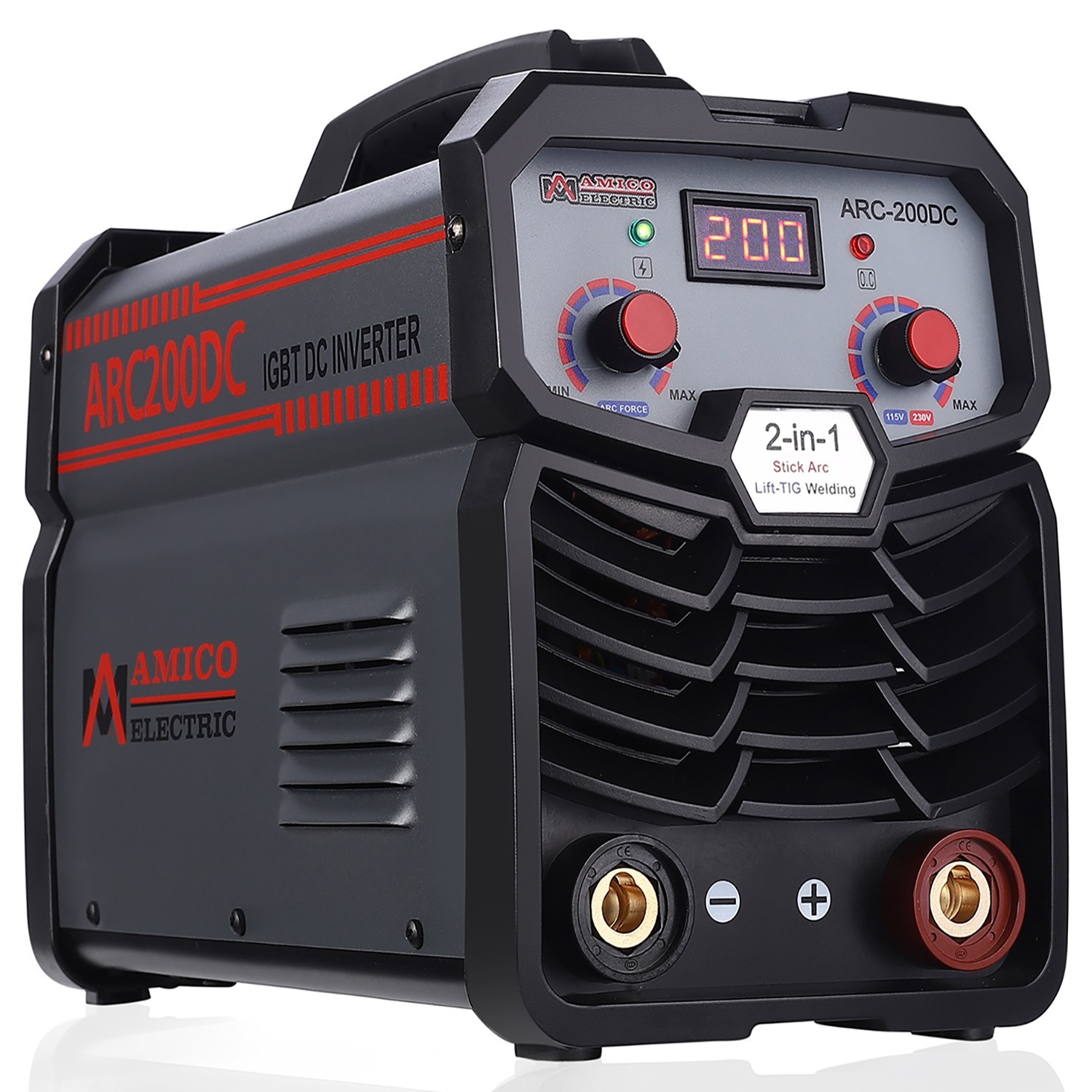 ARC-200DC, 200A Professional Digital Stick/TIG Welder, 100-250V, 80% Duty Cycle