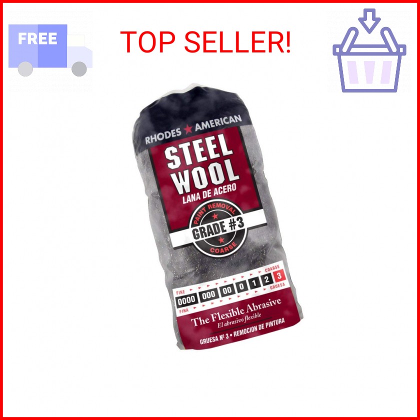 Homax Rhodes American Paint Removal Steel Wool, Coarse Grade #3, 12 Pads
