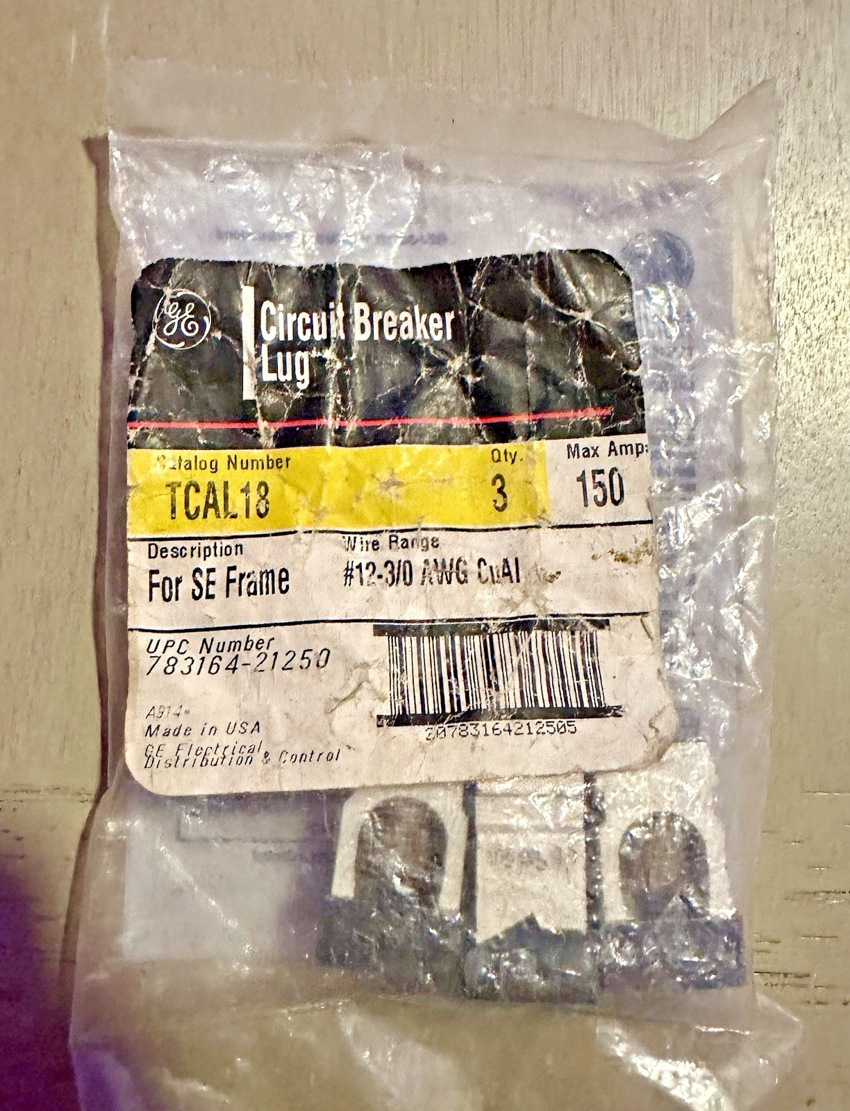 GE TCAL18 150 Amp Lug for SE Frame Breaker #12-3/0 AWG 3Pk *FREE SHIPPING