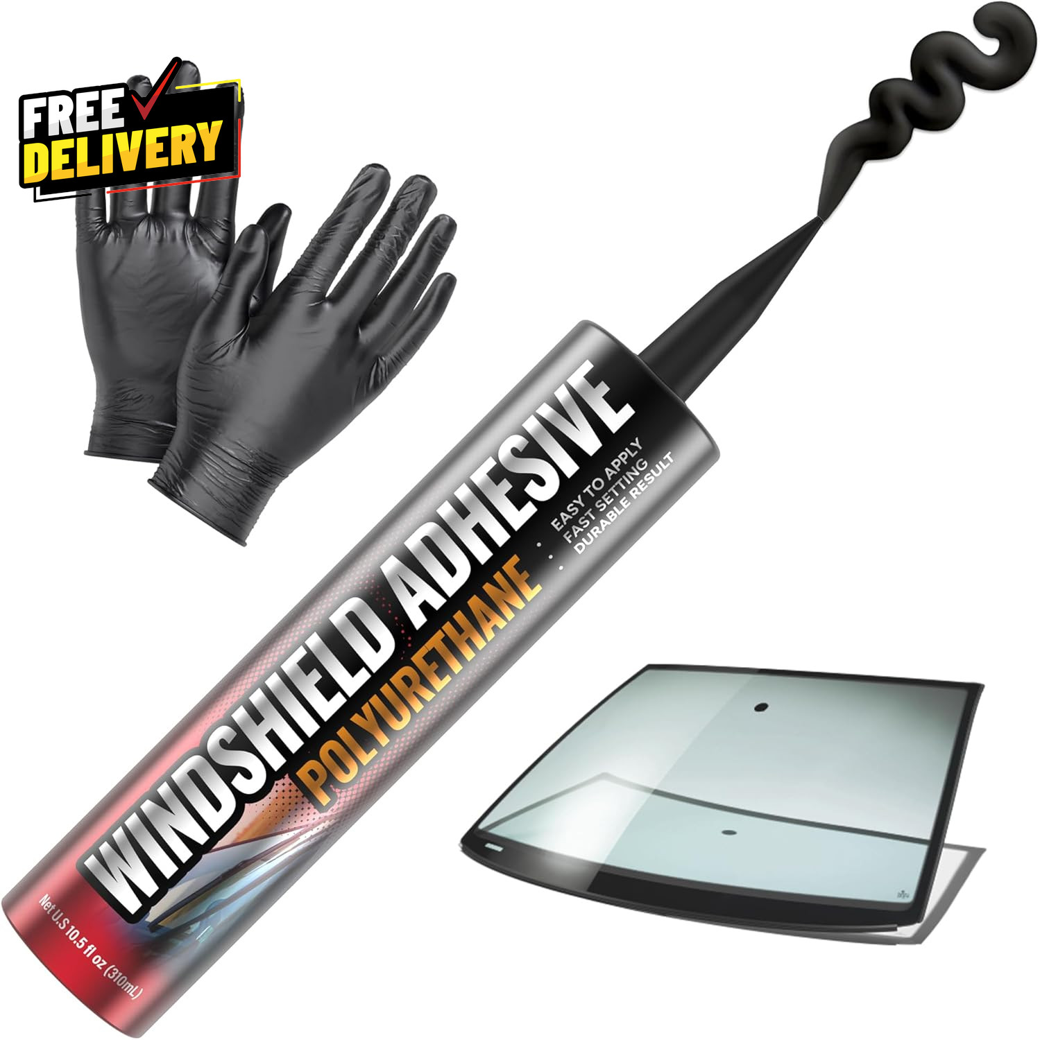 Polyurethane Windshield Adhesive Quick Curing & Weather Resistant Auto Glass A..