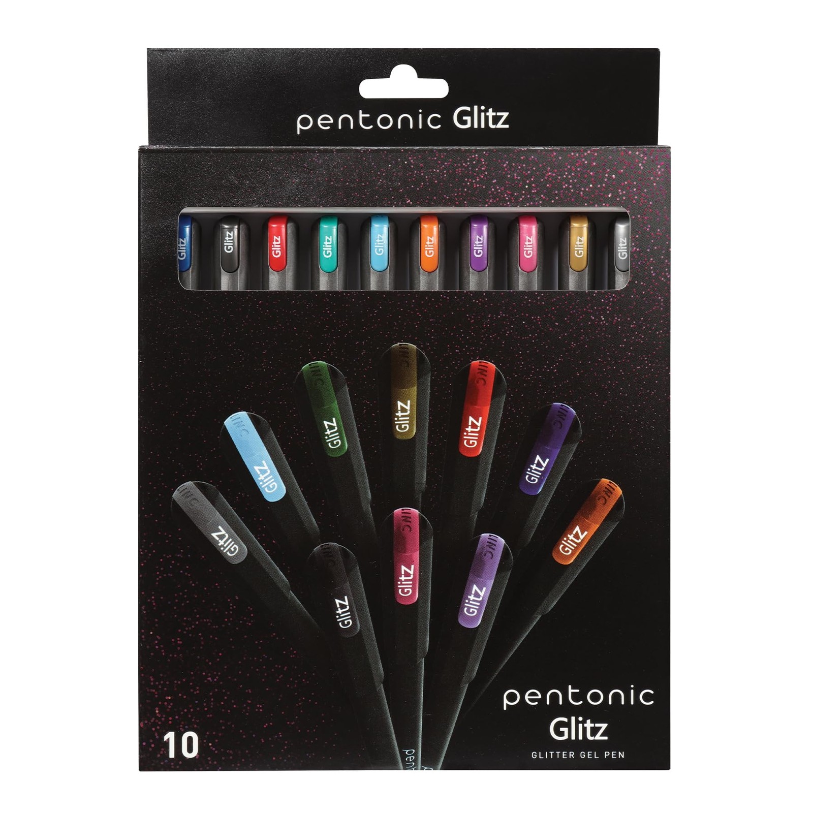 Pentonic Glitter Gel Pens, 10 Count, 10 1 Count (Pack of 10), Assorted