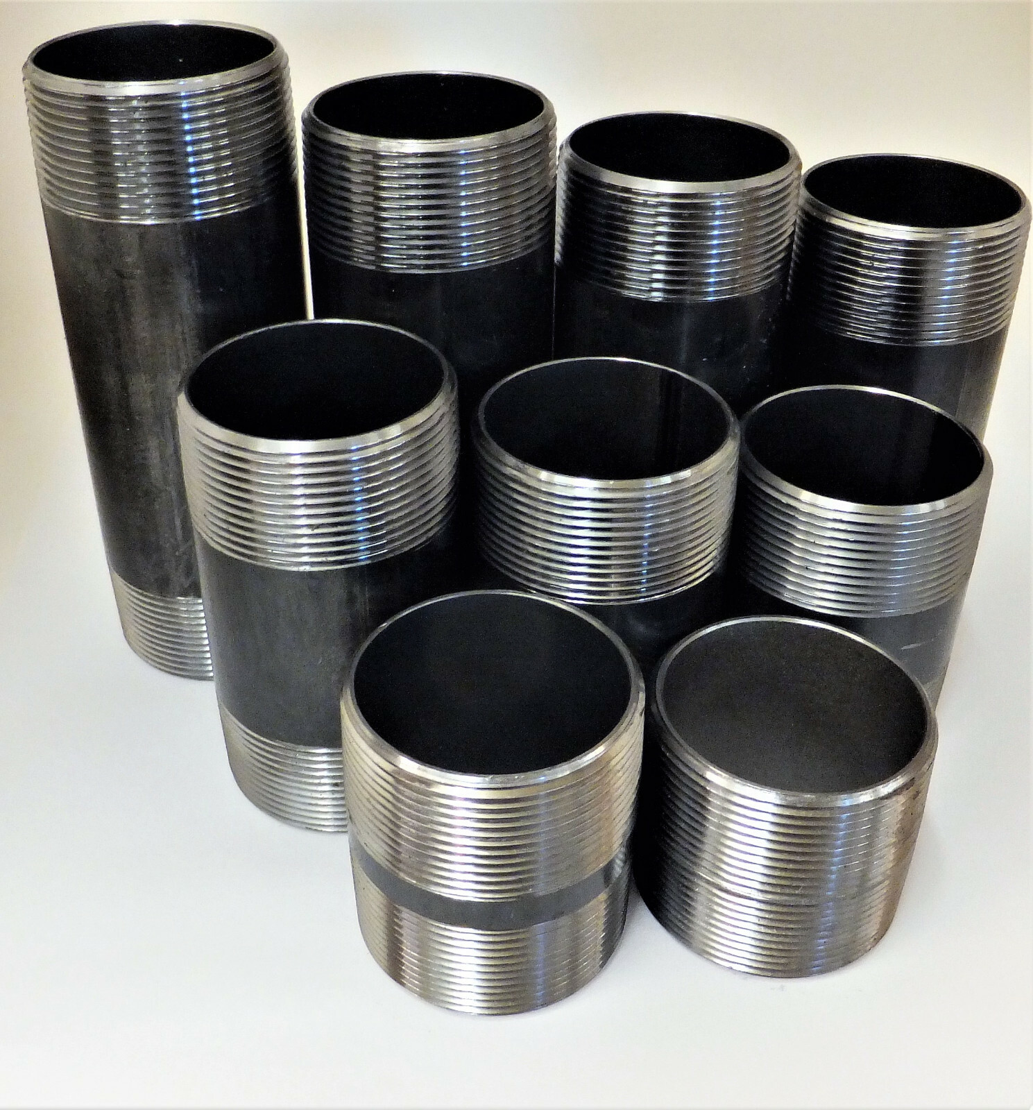 2″ STEEL PIPE NIPPLES, LENGTHS ( 2″- 6″ ) 52 TOTAL SOLD AS 1 LOT-SEE DESCRIPTION