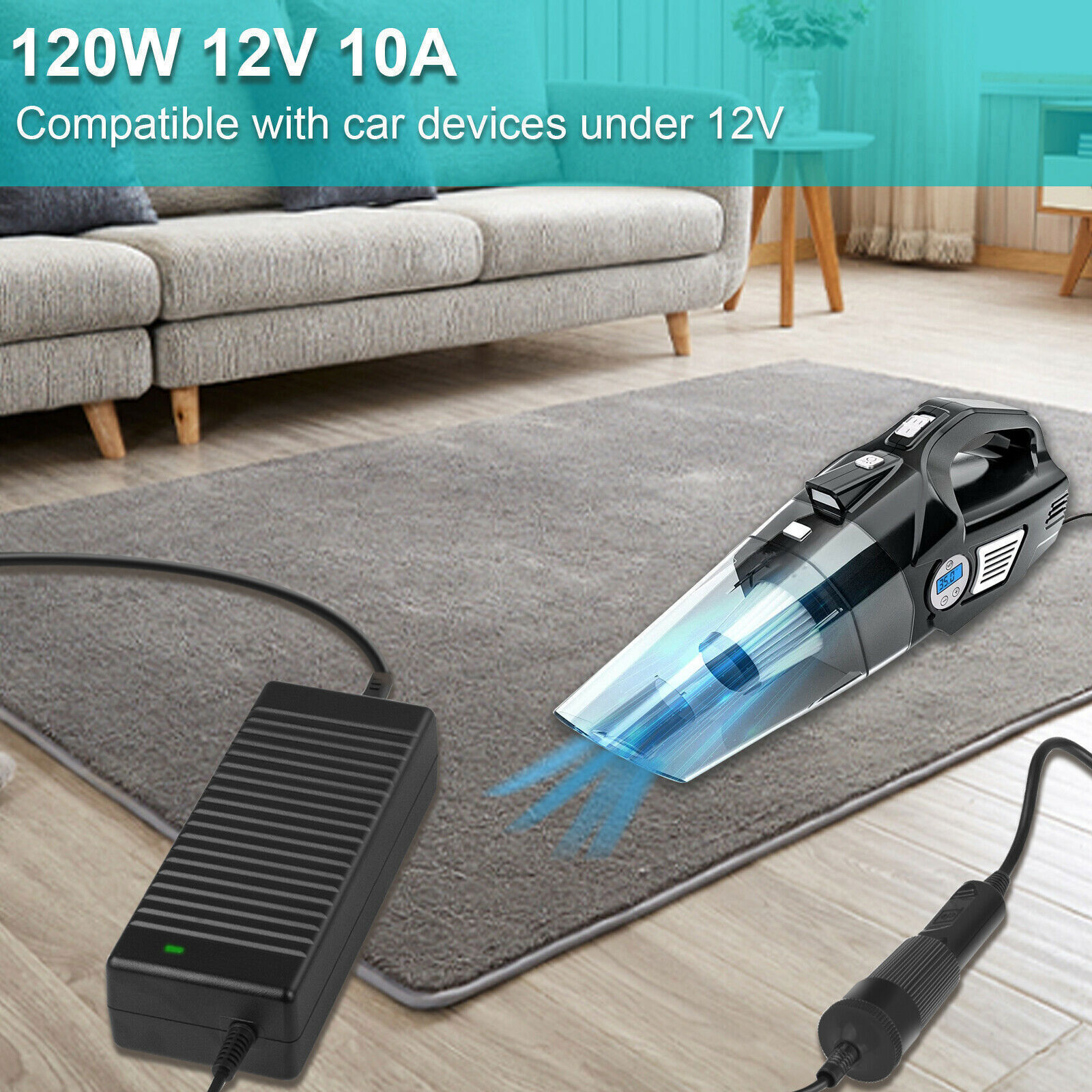AC to DC Converter 120V to 12V 10A 120W Car Cigarette Lighter Adapter Charger