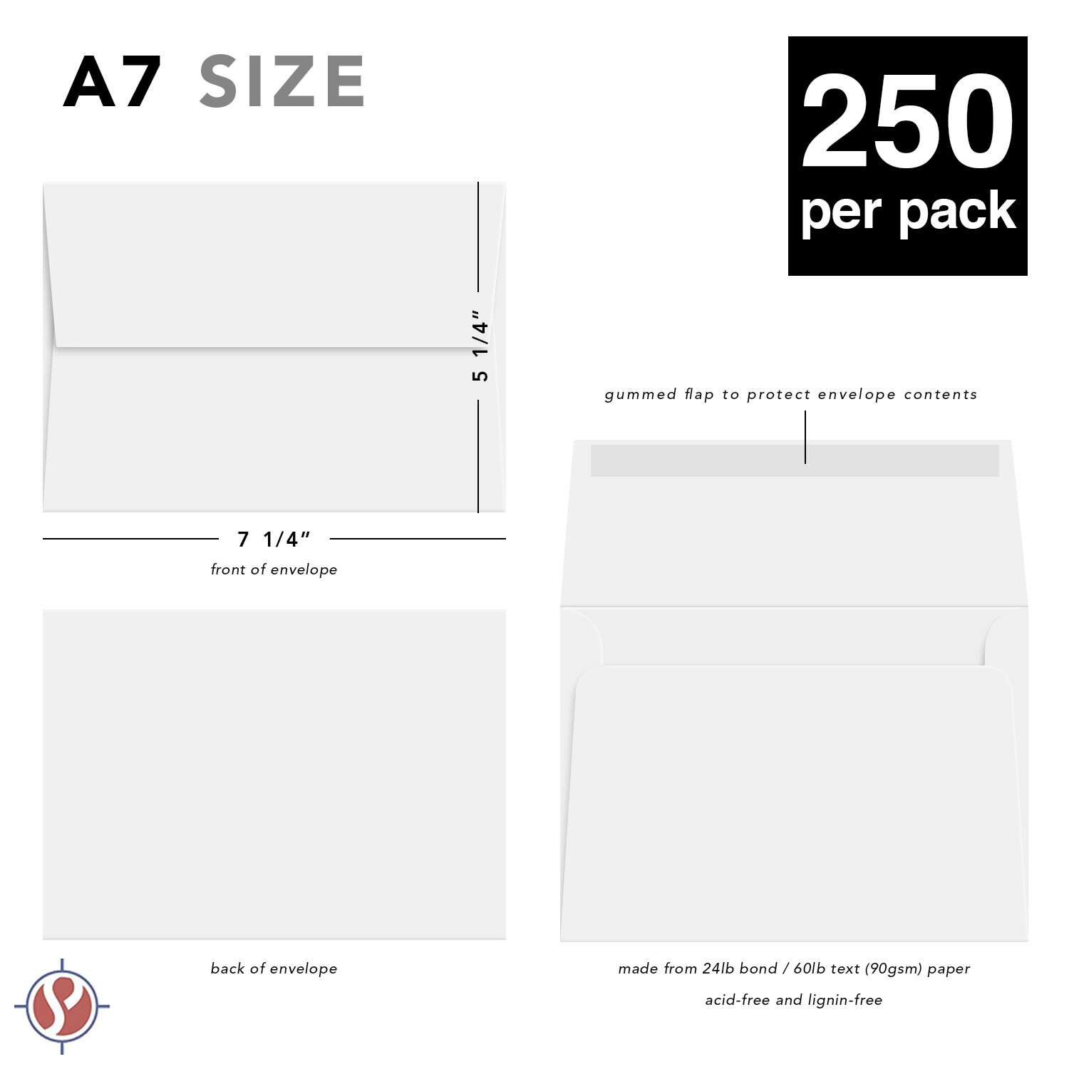 A7 Bright Color Invitation Square Flap Envelopes – 5 1/4 x 7 1/4″ – 250 Per Pack