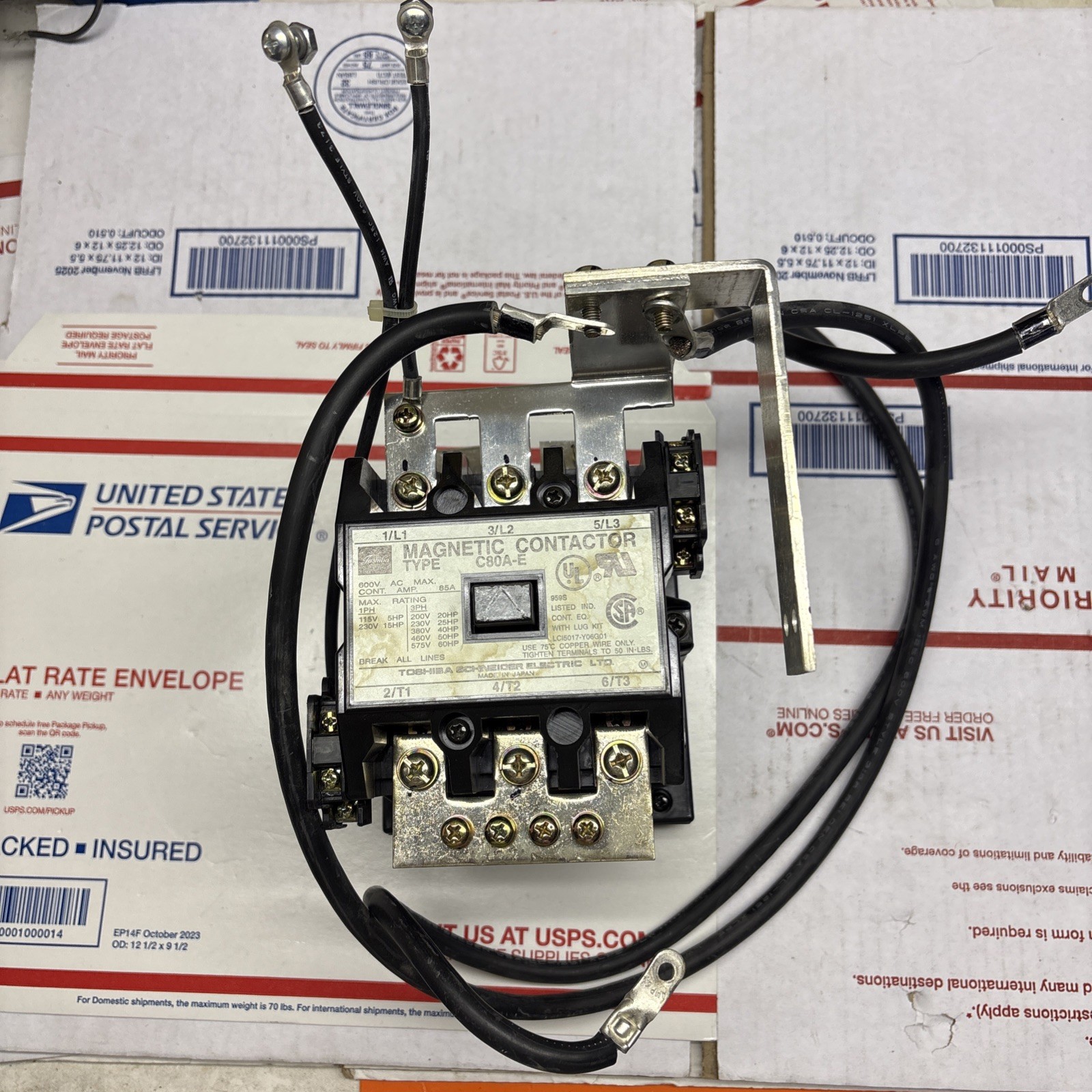 Toshiba C80A-E Magnetic Contactor 85 Amp 600V 60HP 3 Pole 3 Phase Coil 100/240V
