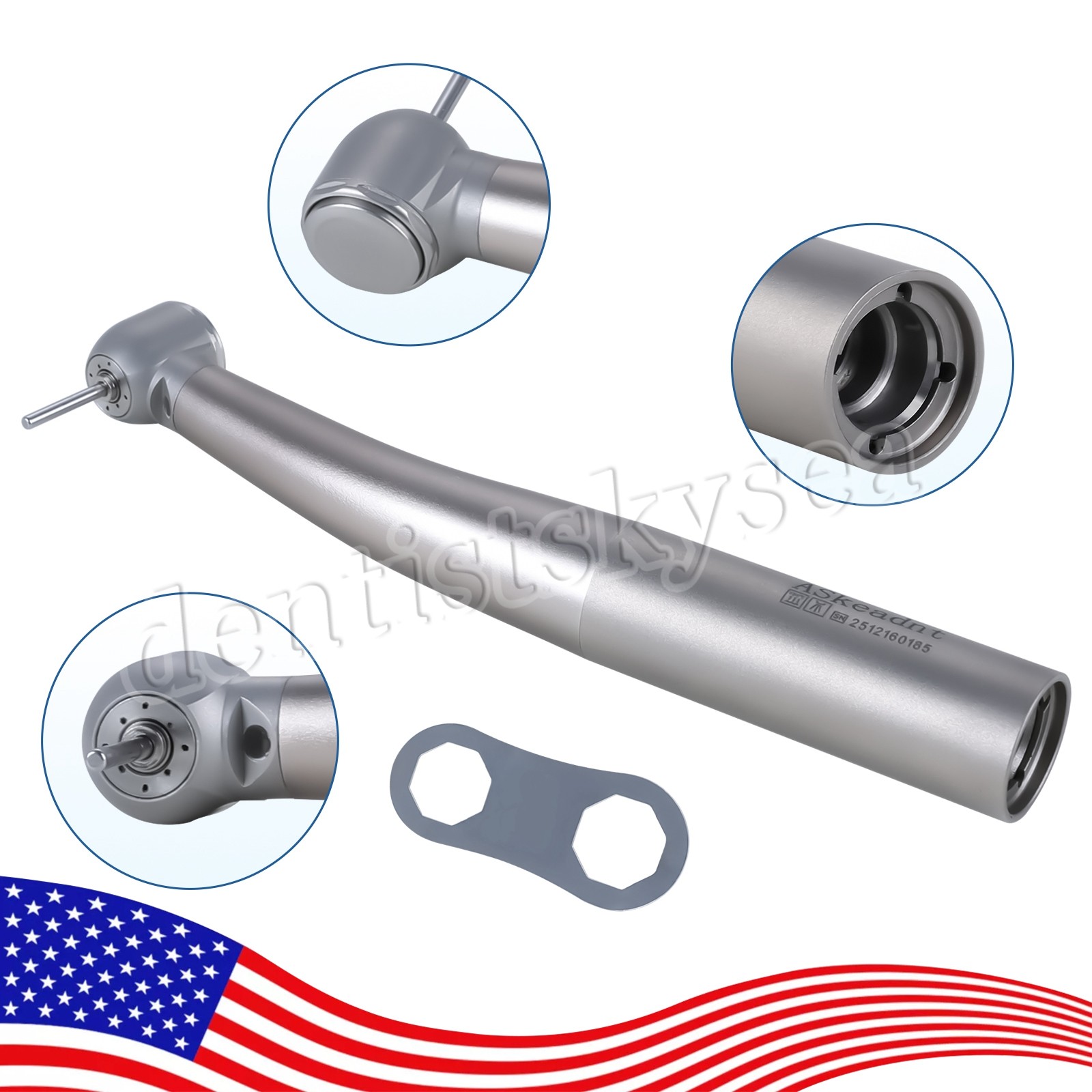 Dental LED Fiber Optic High Speed Handpiece fit KAV 4 Spray Ceramic Bearing USA