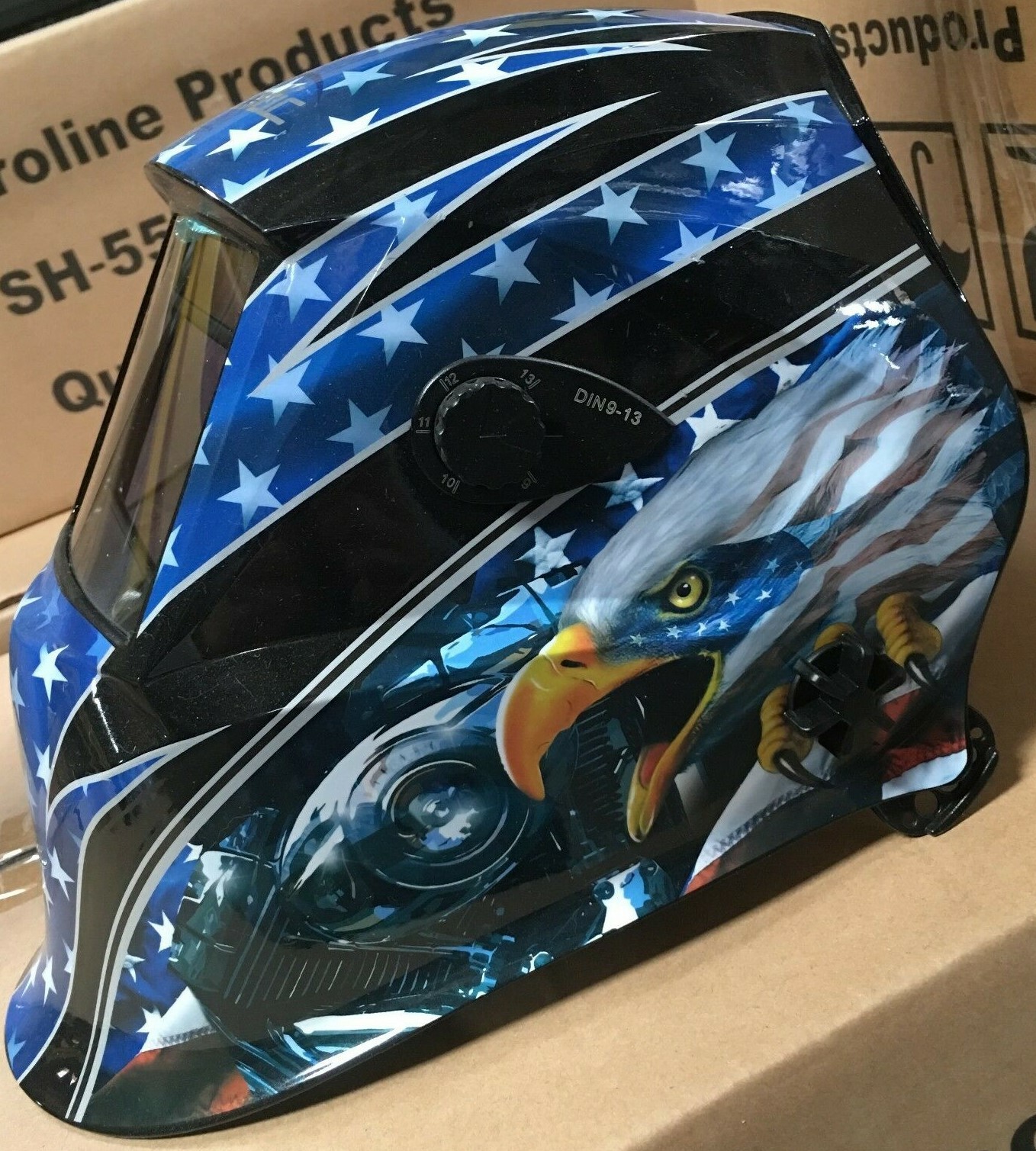 AEW7 4-senser WELDING/Grinding HELMET AUTO DARKENING cheater-lens-ready HOOD