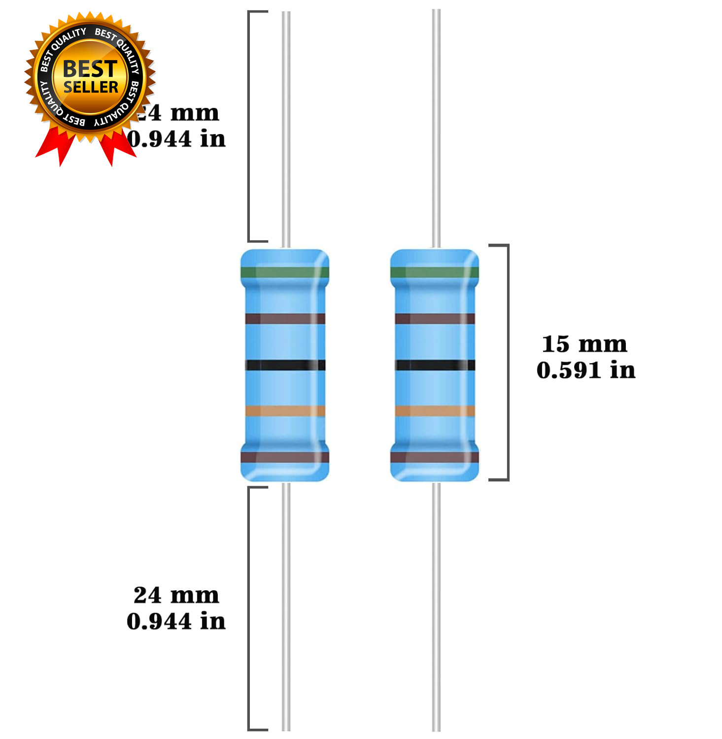 25 Values 2W Metal Film Resistor Kit from 1 Ohm to 1M Ohm 2 Watt 1% Resistors