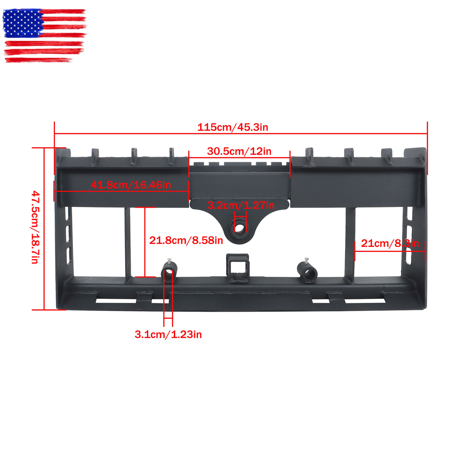 4000lb Heavy-Duty Pallet Fork Frame W Receiver Hitch & Spear Sleeves Skid Steer