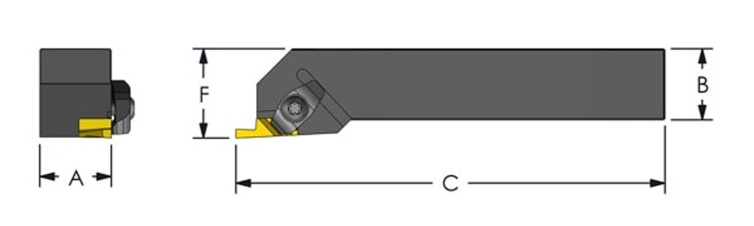 NSR 163D: RH Thread & Groove Tool Holder For NG 3R Top Notch, 1″ x 6″ Long