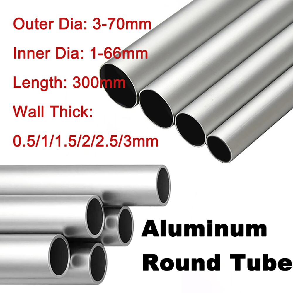 Aluminium Round Pipe/Tube 300mm Length 3mm To 70mm Outer Dia Tubing Various Size