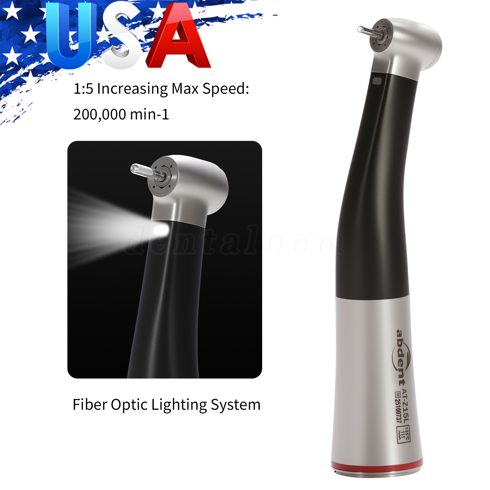 Woodpeck Style 1:5 High Speed Handpiece for MT2 MT3 Dental Electric Motor Black