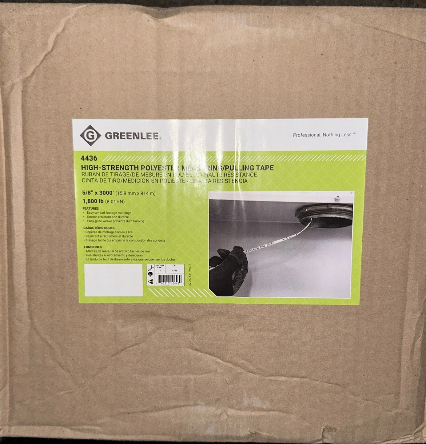 GREENLEE 4436 Cable Pulling Tape, 1800 lb Max 34E950