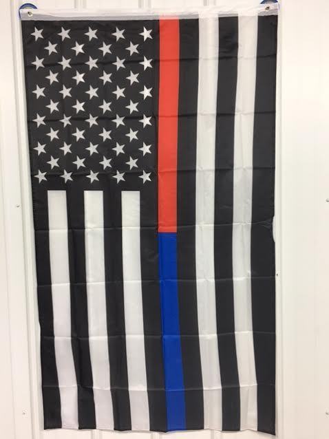 Thin Red Blue Flag 3×5 ft USA Respect Honor Fire Fighter Police Officer Law LEO