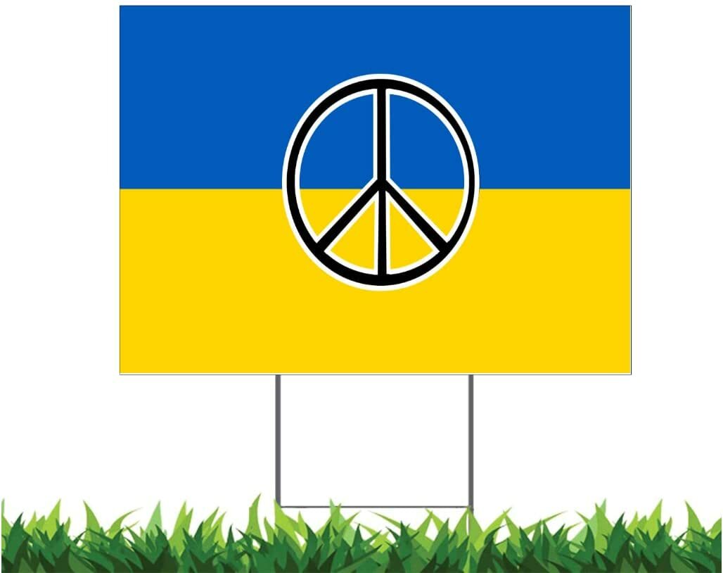 Peace to Ukraine 12 x 18-in Horizontal Yard Sign (Outdoor, Weatherproof 2 sided)