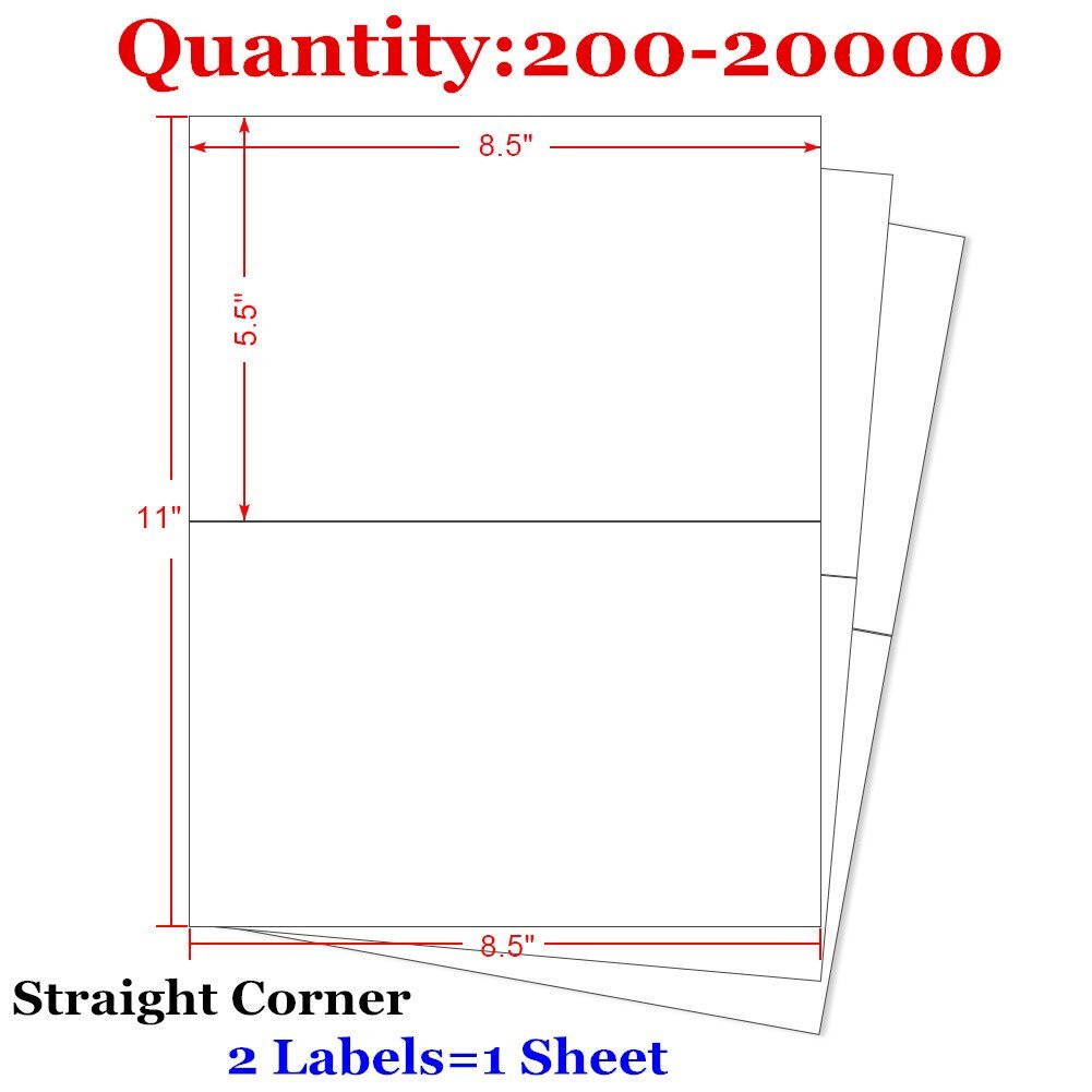 200-20000 8.5×5.5 Shipping Postage Label Half Sheet Self Adhesive
