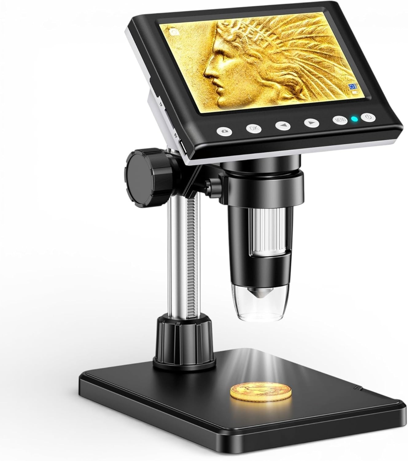 4.3 Inch LCD Digital Coin Microscope, 1000X USB Magnifier with 8 Adjustable L…