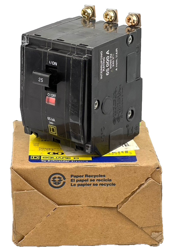 Square D QHB325 25 Amp 3 Pole Circuit Breaker QOB 240VAC 25A 3P — NEW RUST READ