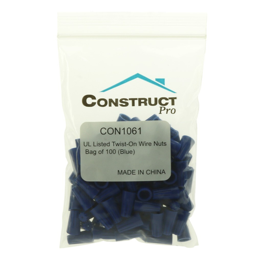 Construct Pro UL Listed Twist-On nuts for 20-16 Gauge Wire (Bag of 100 / Blue)