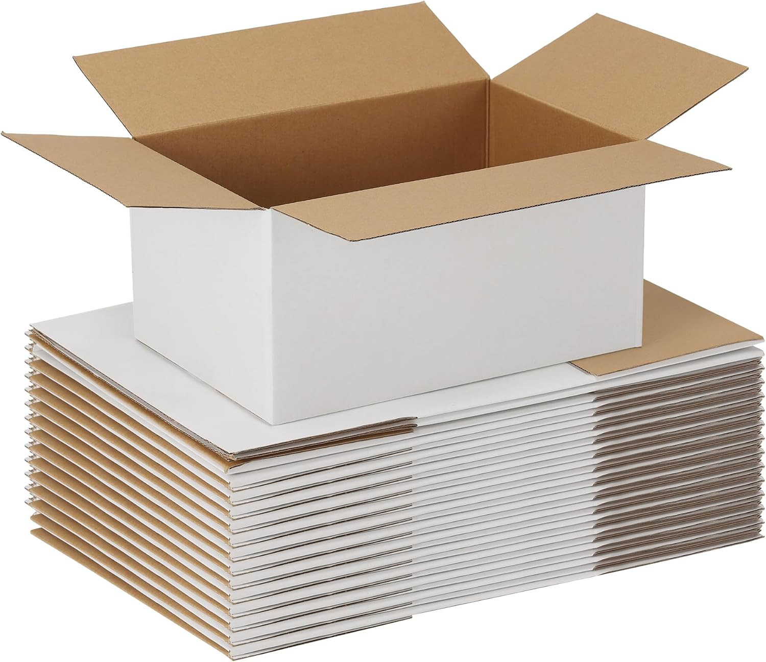 15 Pack 12X8X6 Shipping Boxes for Small Business, White Corrugated Cardboard Sma