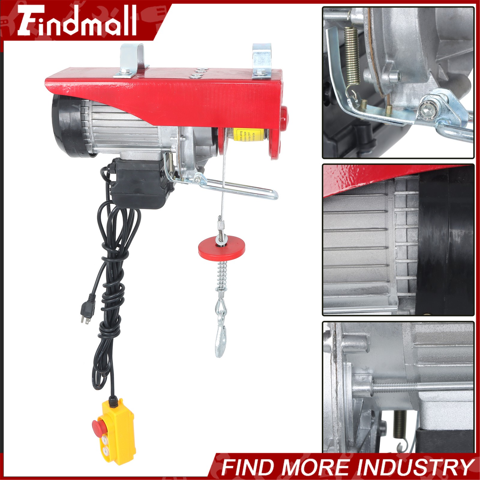Findmall Electric Hoist 1320lbs Crane Winch with 14FT Wired Remote Control 110V