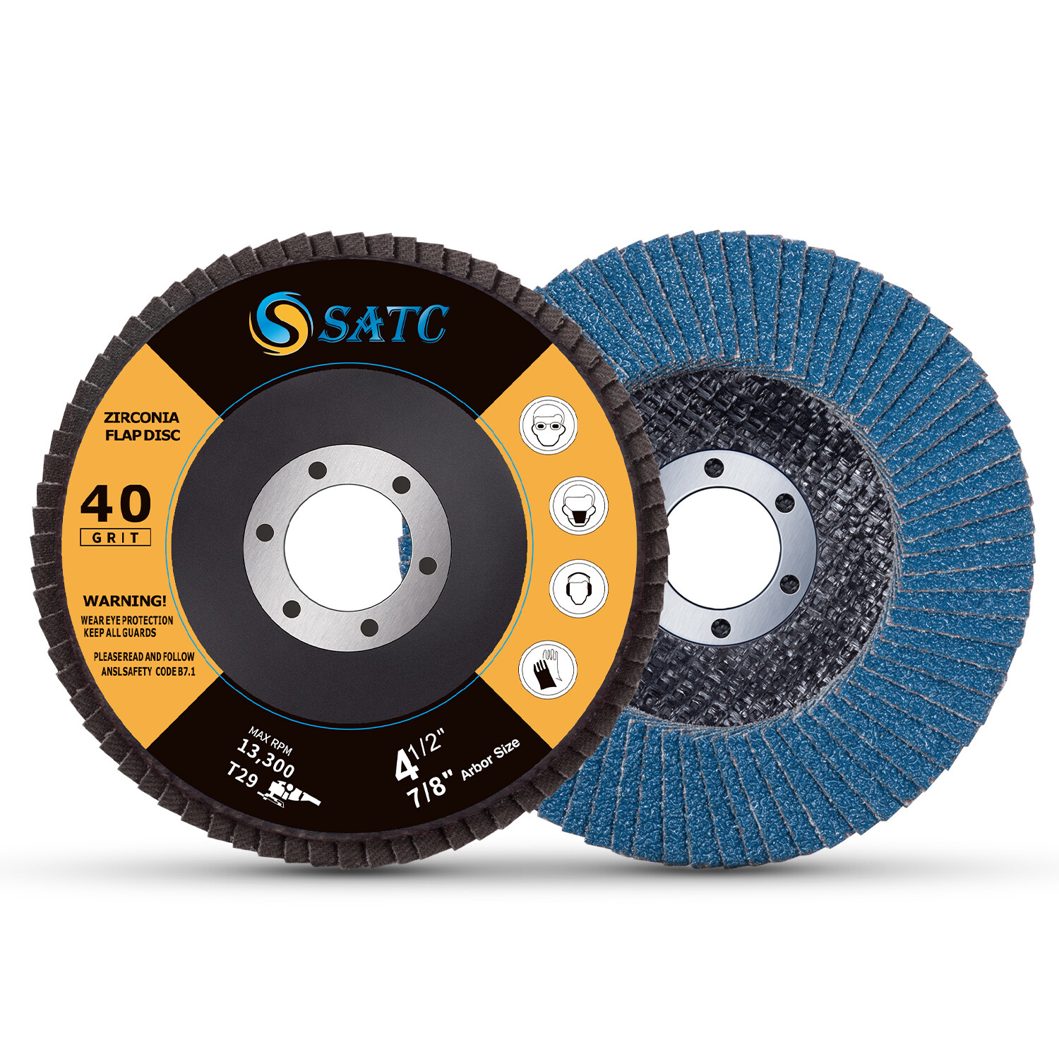PACK 100 PREMIUM ZIRCONIA FLAP DISC SANDING GRINDING 4-1/2″ X 7/8″ 40 GRIT
