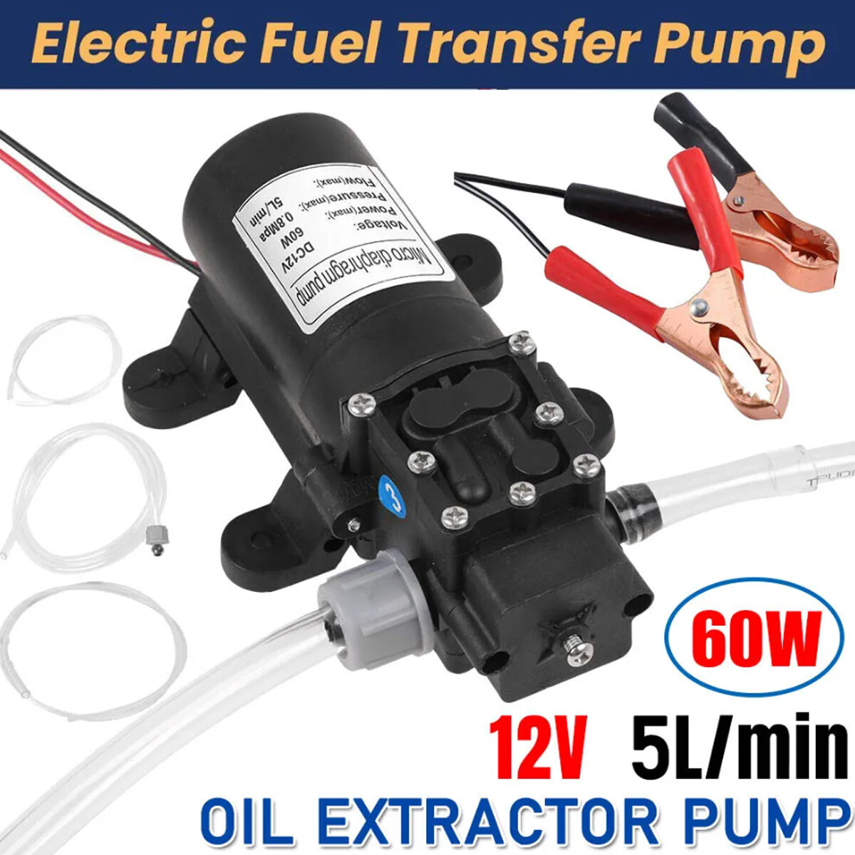 Motor Oil Fuel Fluid Extractor Electric Siphon Transfer Change Pump DC 12V 60W