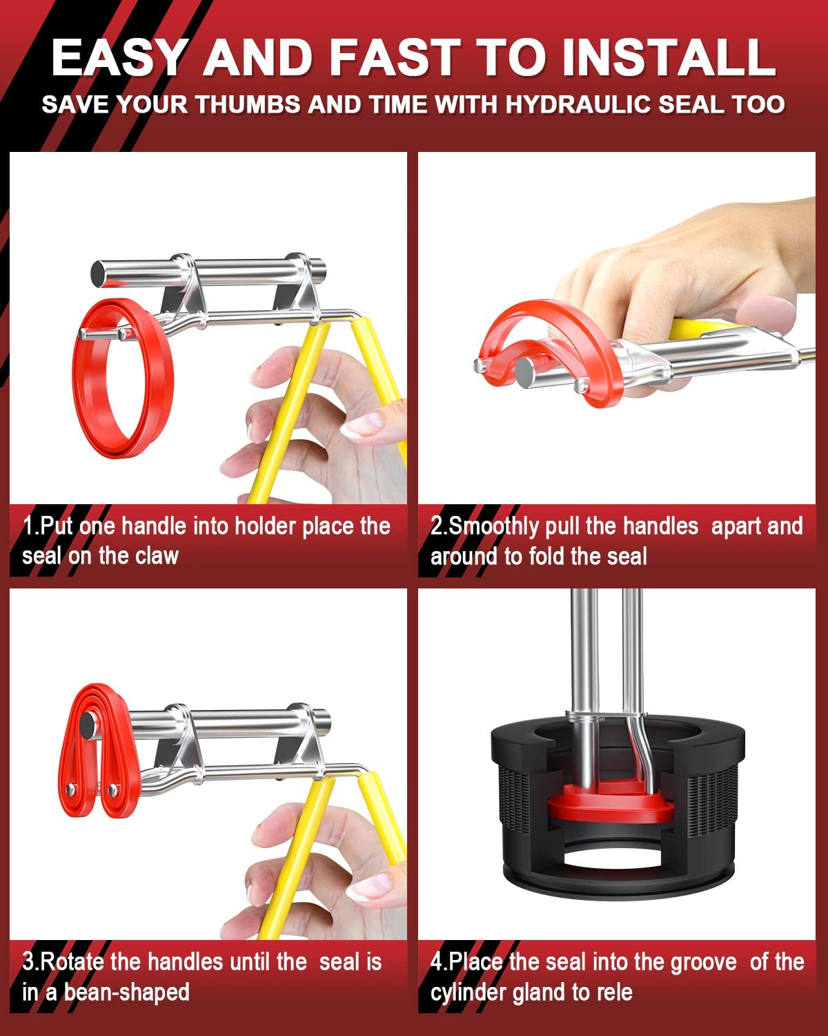 5 Pcs Hydraulic Seal Installation Tool Kit, Hydraulic Cylinder Piston Repair …