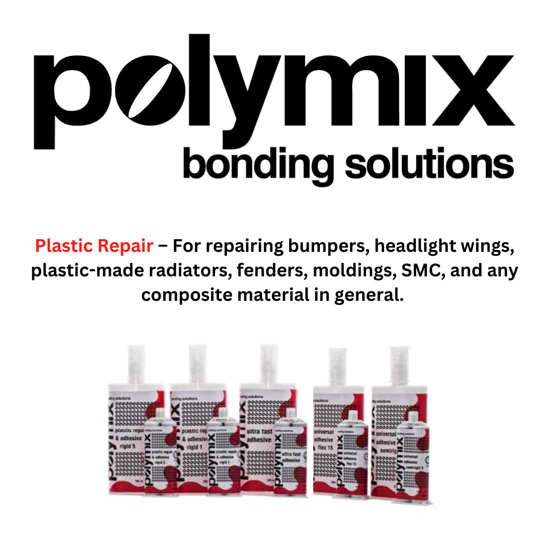 Polymix Ultra Fast Automotive Black Plastic Repair and Adhesive Cartridge 50 ml